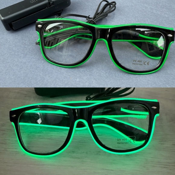 Green and Black Light Up LED Glasses - Unisex Party wear - Picture 1 of 13